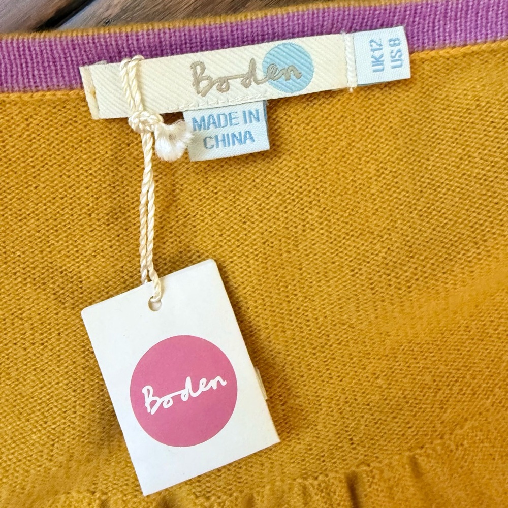 Boden Bright Autumn Mustard V-Neck Cardigan - Picture 9 of 10